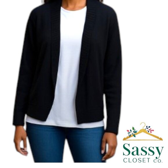 CALVIN KLEIN Sweater – 3/4 Sleeve Black Cardigan, Sz M, NWOT - Picture 1 of 6